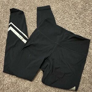 Tory Burch Black Leggings with Silver Stripes